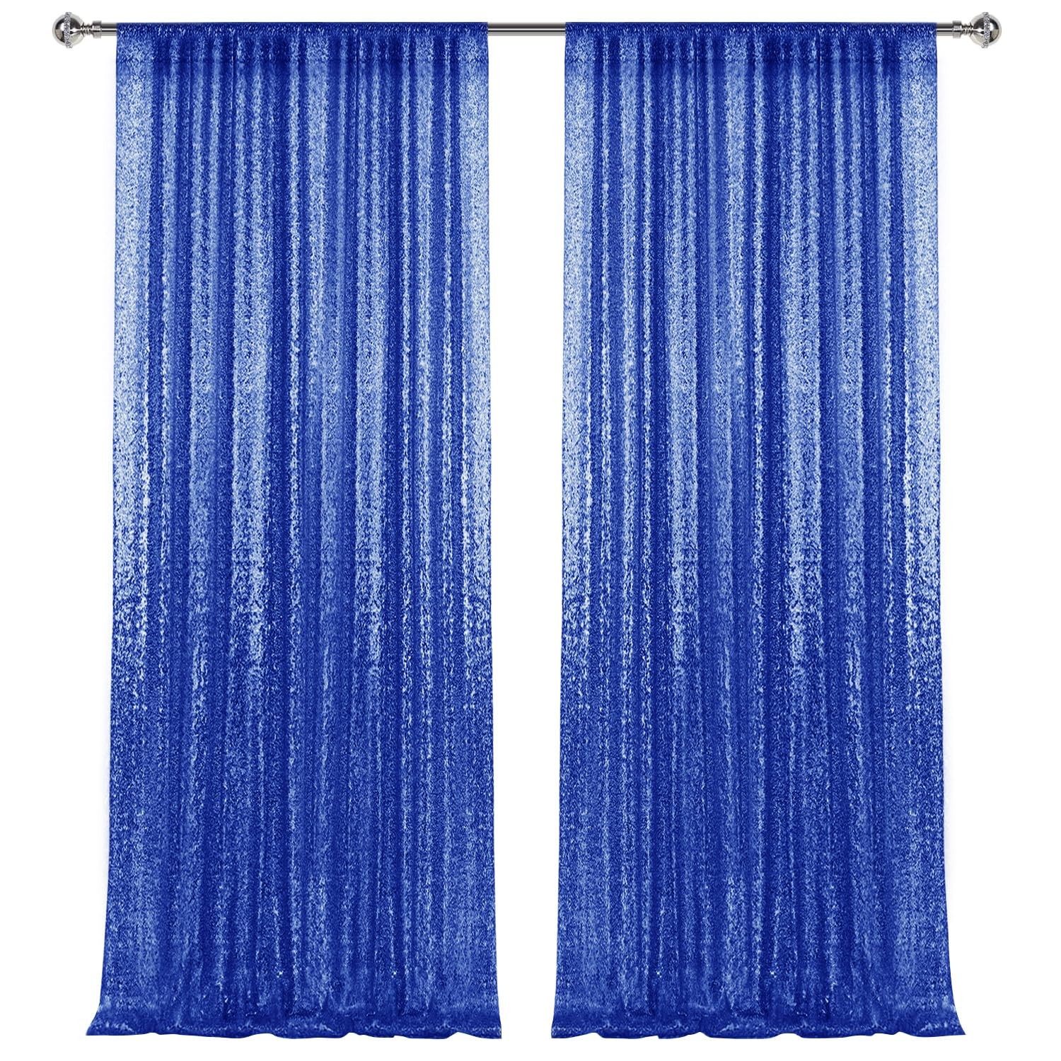 2×8FT-2PCS Royal Blue Sequin Backdrop Curtains Panels, Photography Backdrop G…