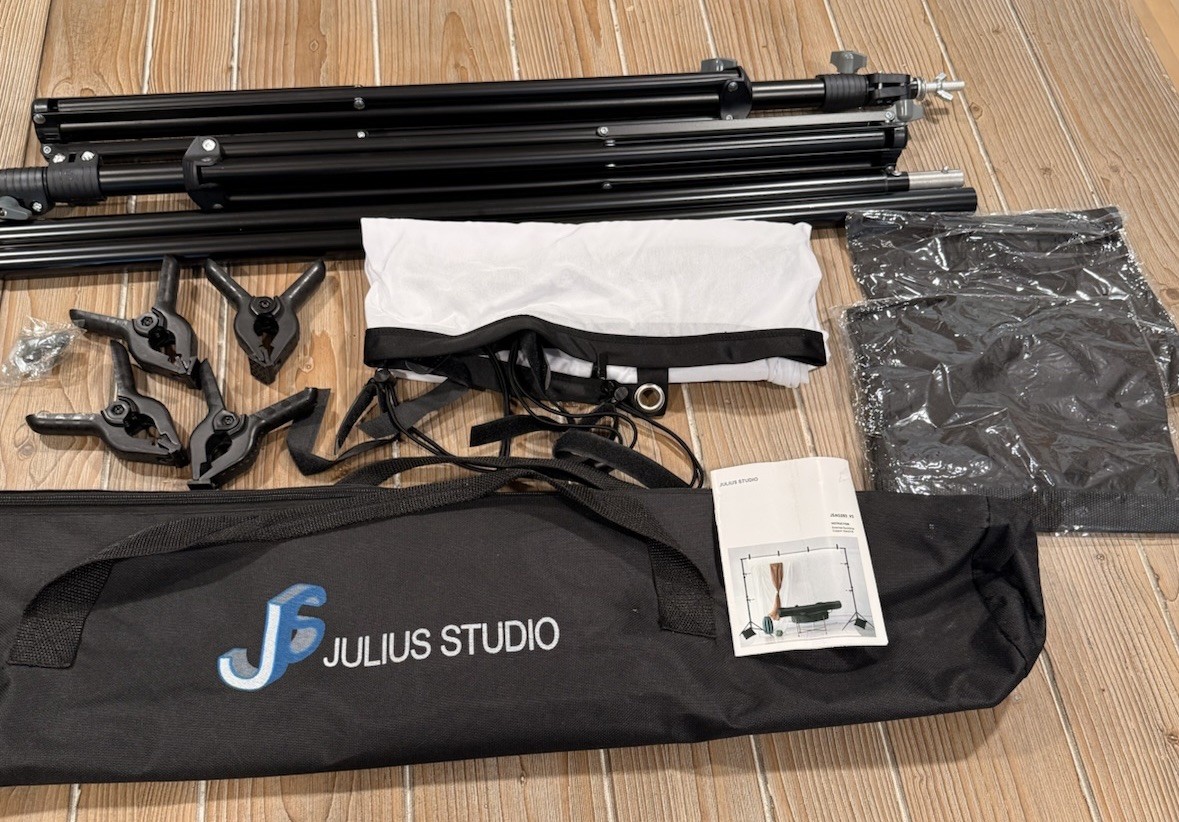 Julius Studio Collapsible Telescopic Support Stand Backdrop Set Black White