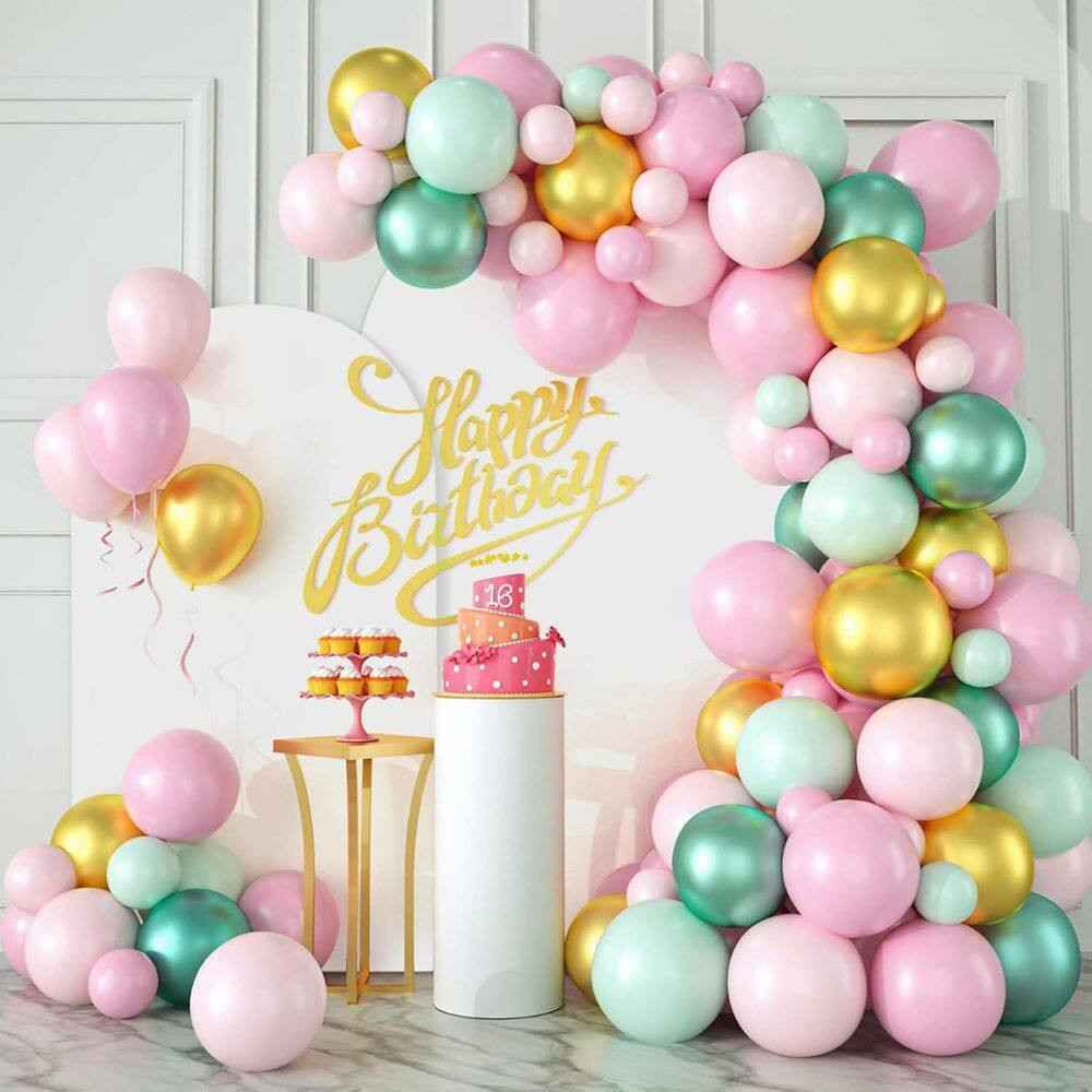 Metal Arch Backdrop Stand Set Gold (7.2 Ft.+6 Ft.) with Cover for Wedding Birthd