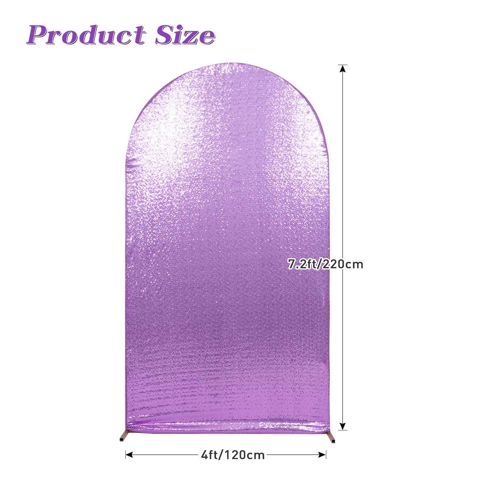7.2 FT Arch Backdrop Cover, Lavender Bling Sequin Backdrop, Round Top Chiara …