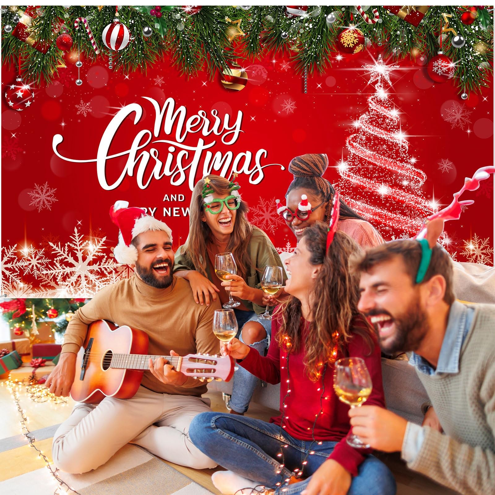 Irenare Christmas Backdrop Merry 72.8 x 43.3 inches, as the picture shown