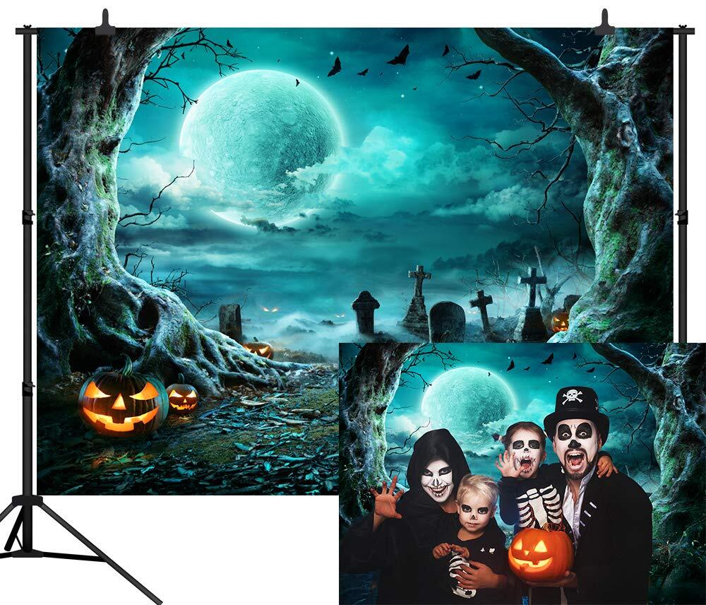 10X8FT Halloween Backdrop Photography Background Horror Moon Night Scary Ceme…