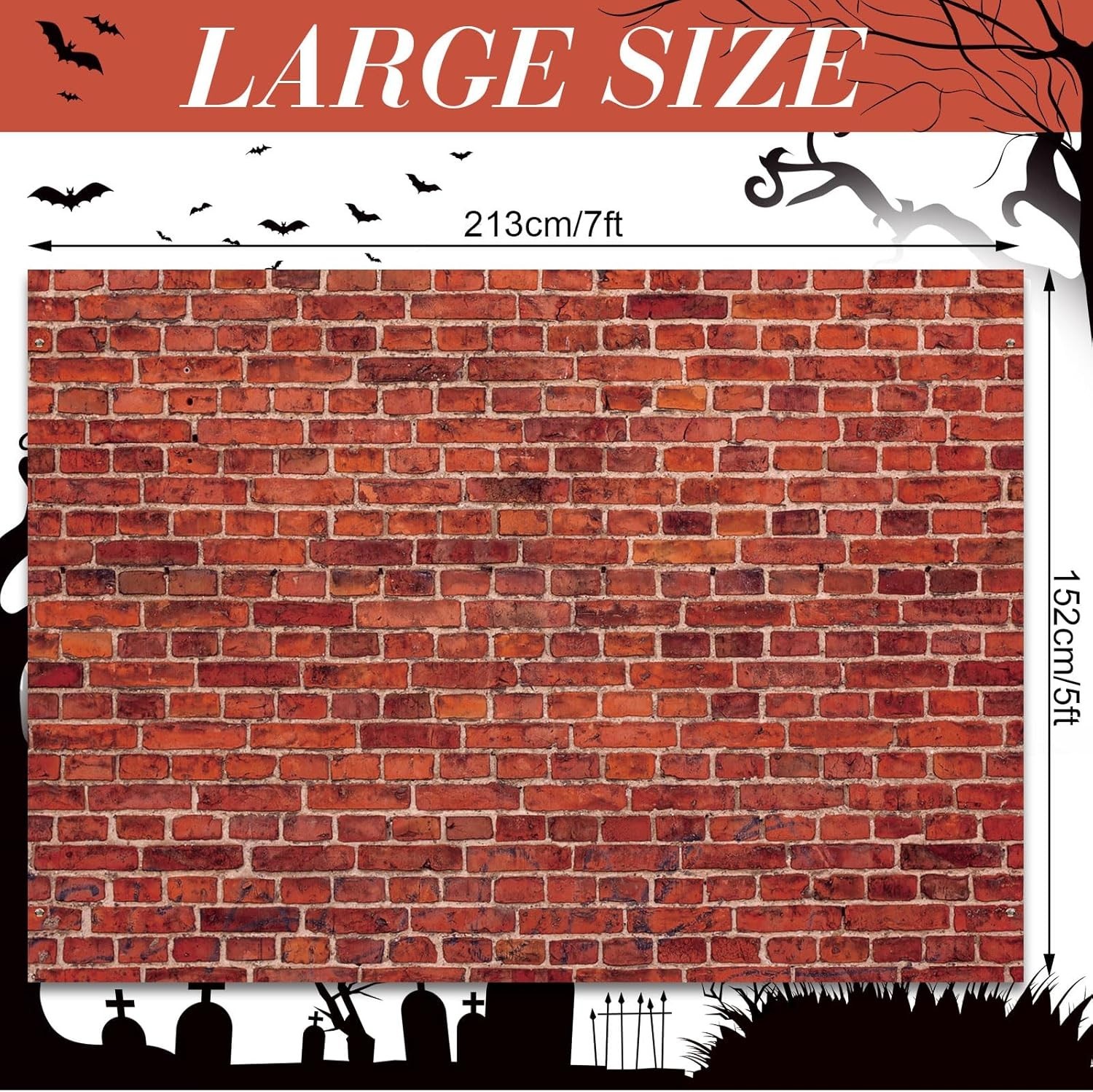 Red Brick Wall Party Backdrop, Large Fabric Red Brick Sign 59.8 x 83.9 Inch
