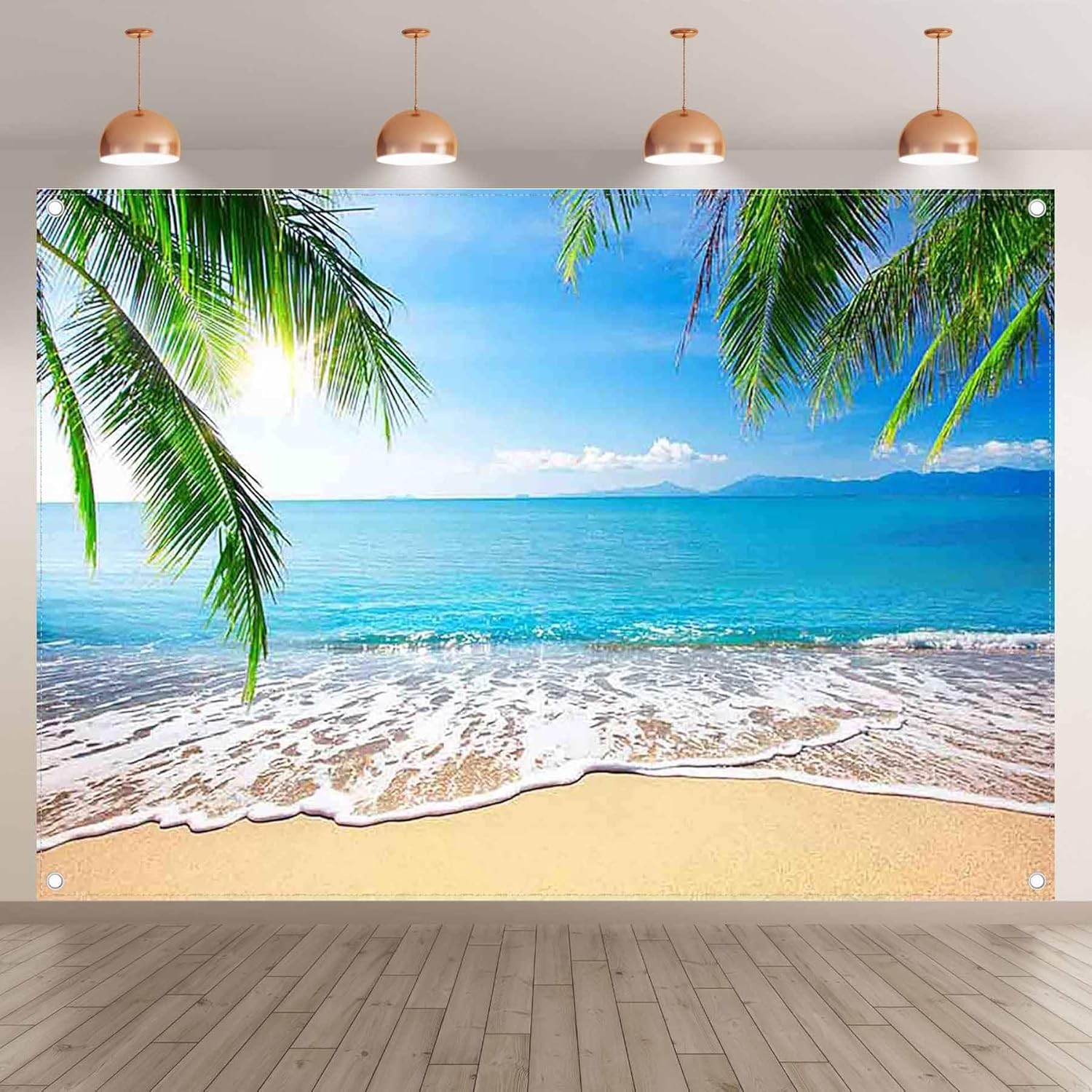 7x5ft Fabric Summer Hawaii Beach Photography Backdrop Tropical Seaside Palm T…