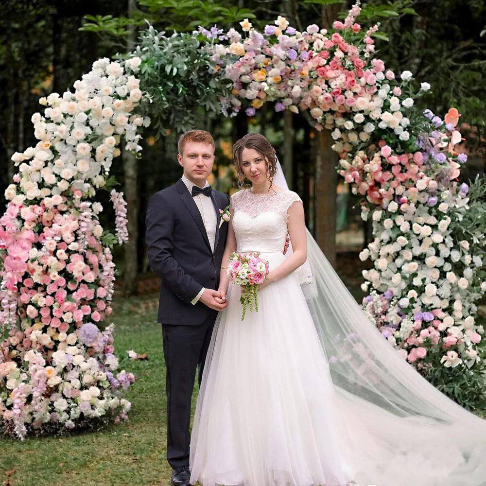 7.2 Ft. round Metal Abror Circle Backdrop Stand Gold Sturdy Wedding Arch Frame f