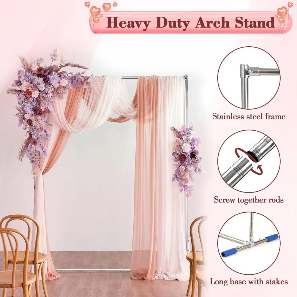 7FT Metal Arch Backdrop Stand, 6FT Wide Wedding Arch Frame for Decorations