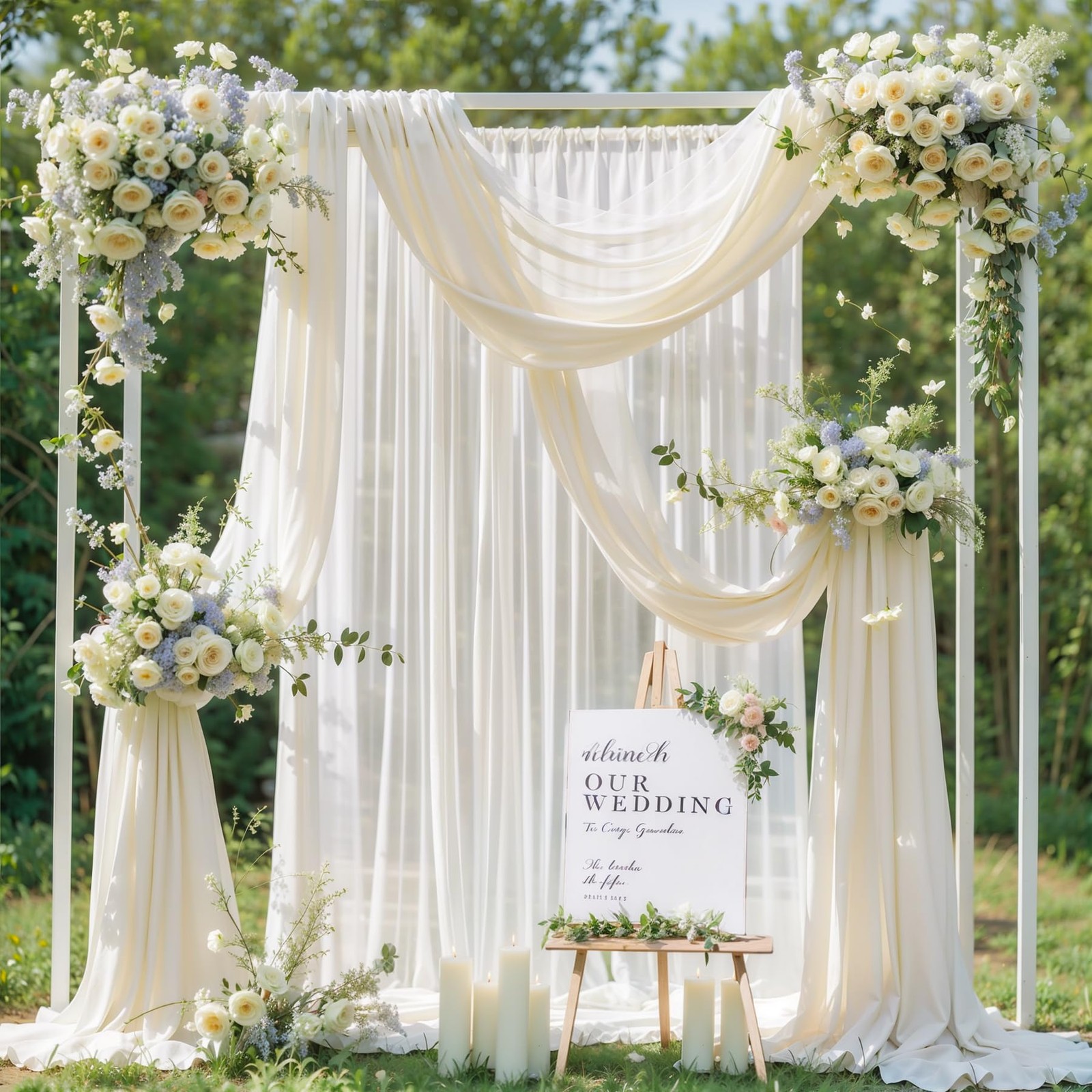 Wedding Arch Draping Fabric 1 Panel 18FT Beige Sheer Chiffon Backdrop Curtain
