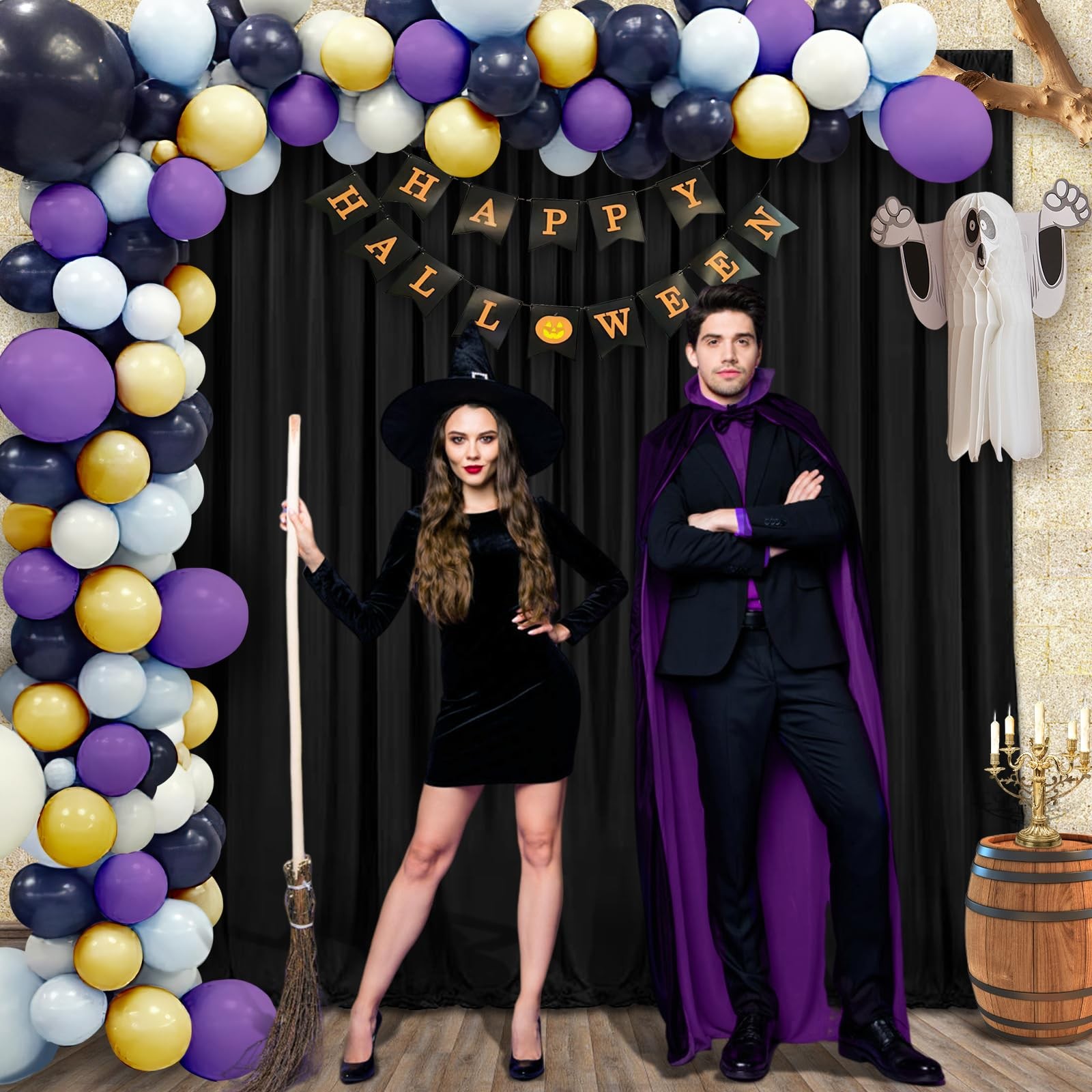 10ft x 10ft Black Backdrop Curtains Black Drape for Backdrop Thick Solid Fabric