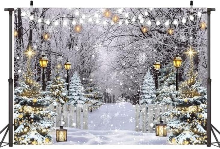 Snowflake Tree Forest Backdrop – Winter Wonderland Scene – 7x5FT