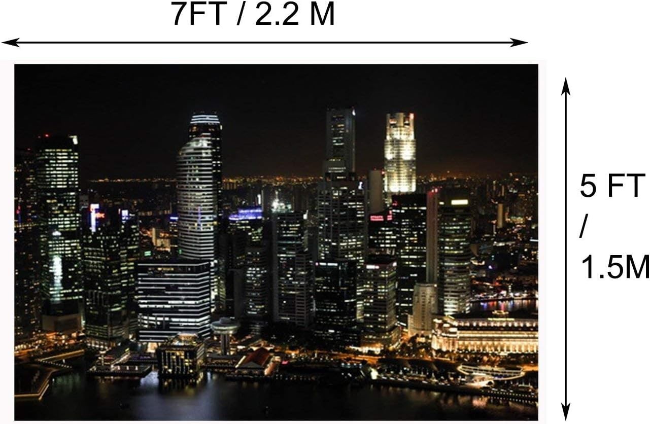 Laeacco 7x5ft Aerial View Famous Big City Backdrop for 7x5FT, Black