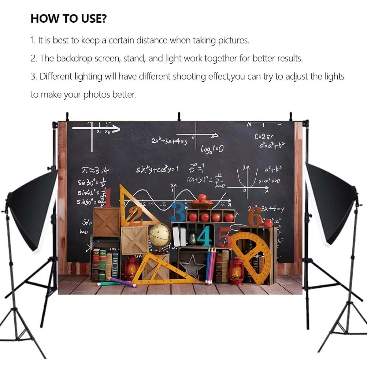 5×3 Feet Back To School Photography Backdrop Black Chalkboard ABC Background