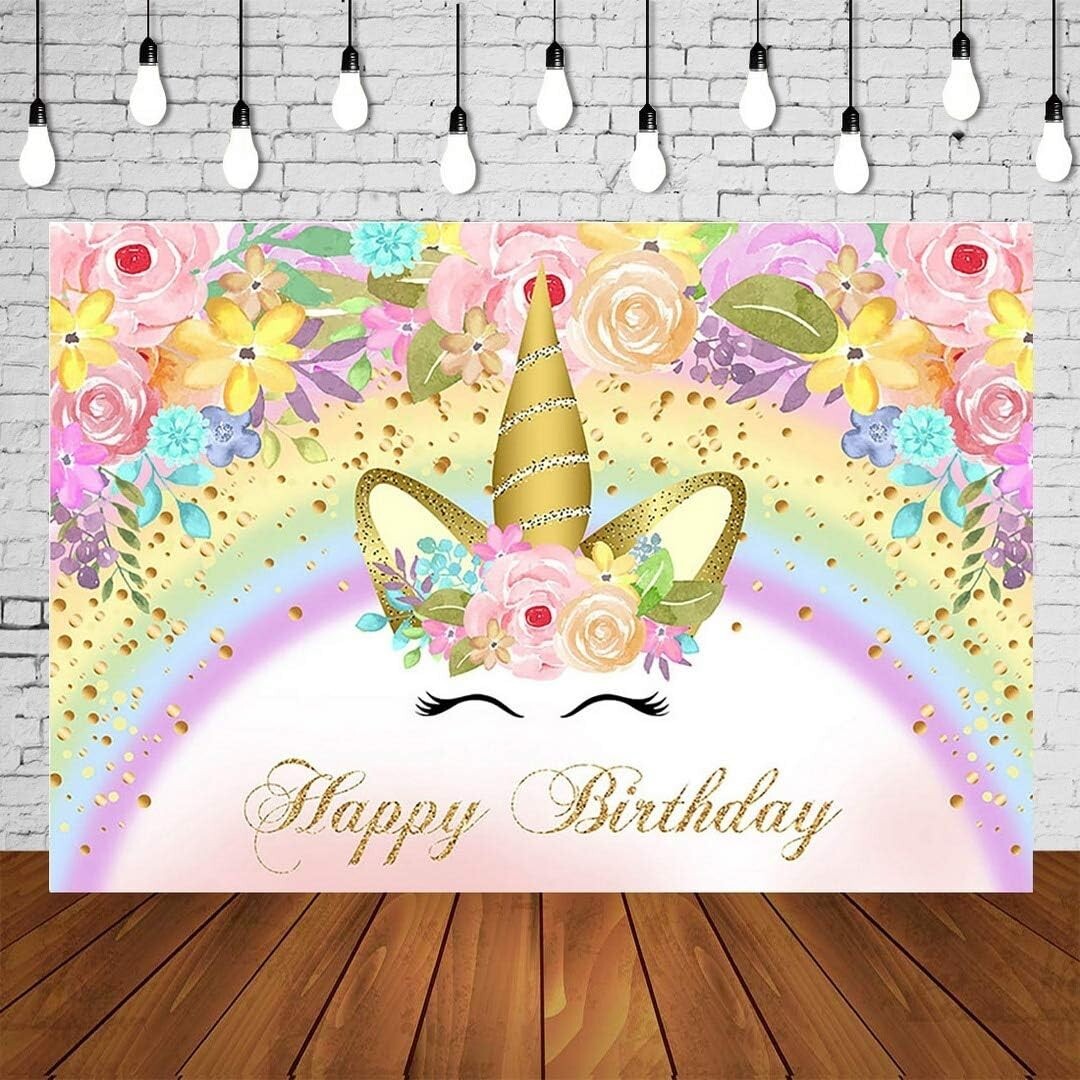 Photography Backdrop Girl Unicorn Birthday Party Banner Princess Sweet Pony Deco