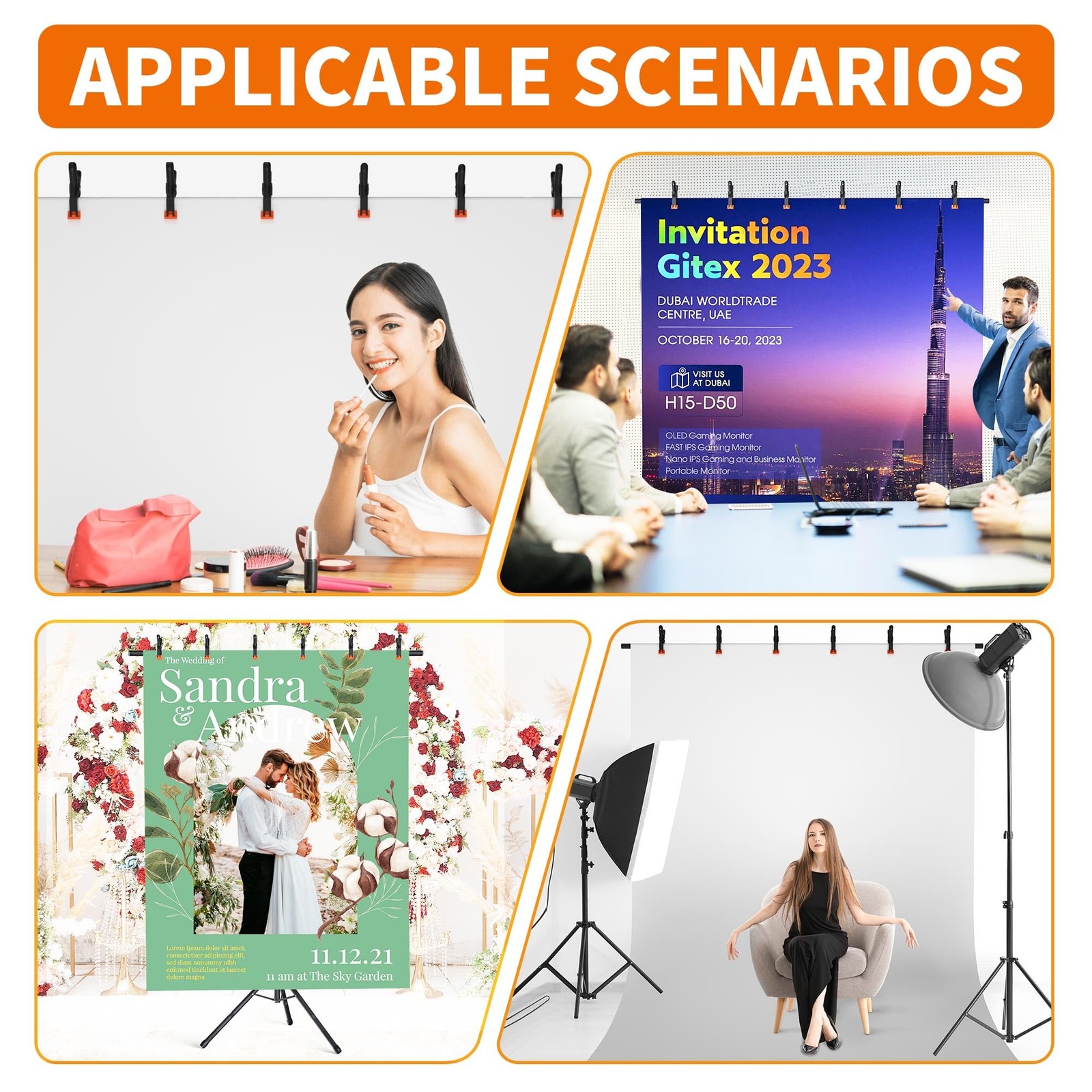 Portable T-Shape Backdrop Stand Support Kit 8×7.2ft, Adjustable Photo Green S…