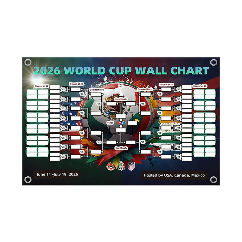 2026 US Canada Mexico World Cup Fan Cheering Match Schedule Map Background Cloth