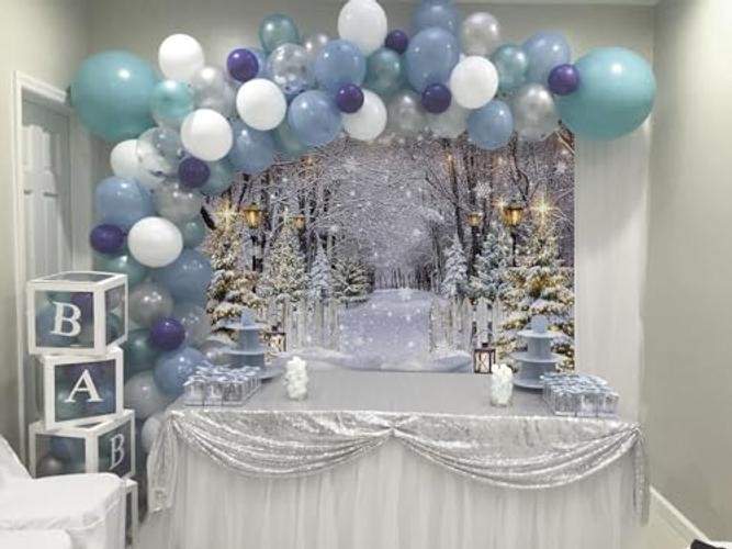 White Snow Forest Backdrop – 7x5ft (82″x60″) – Winter Scene