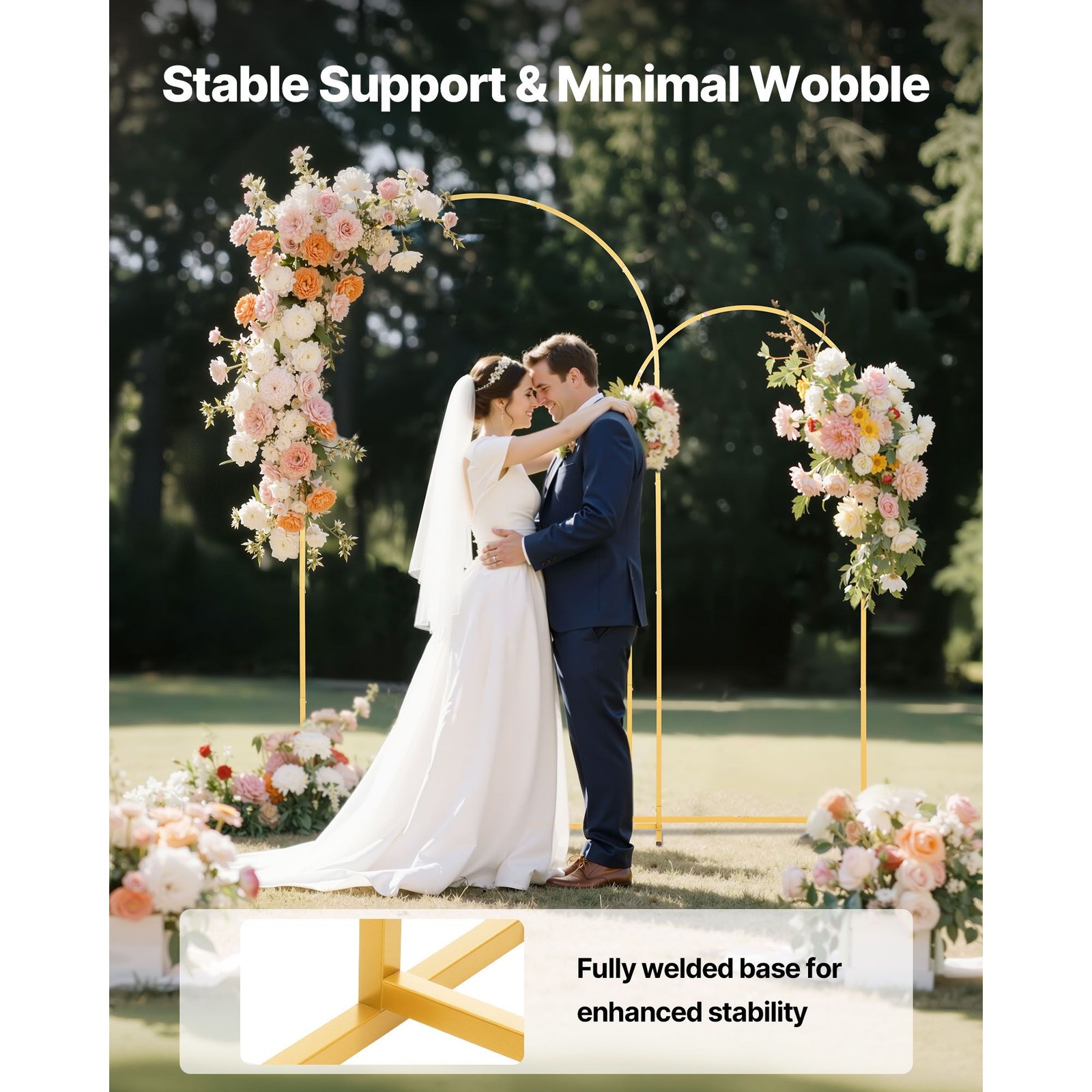 Dual Gold Arch Backdrop Frames: 7.2 x 4ft + 6 x 2.6ft, Steel, Easy Setup
