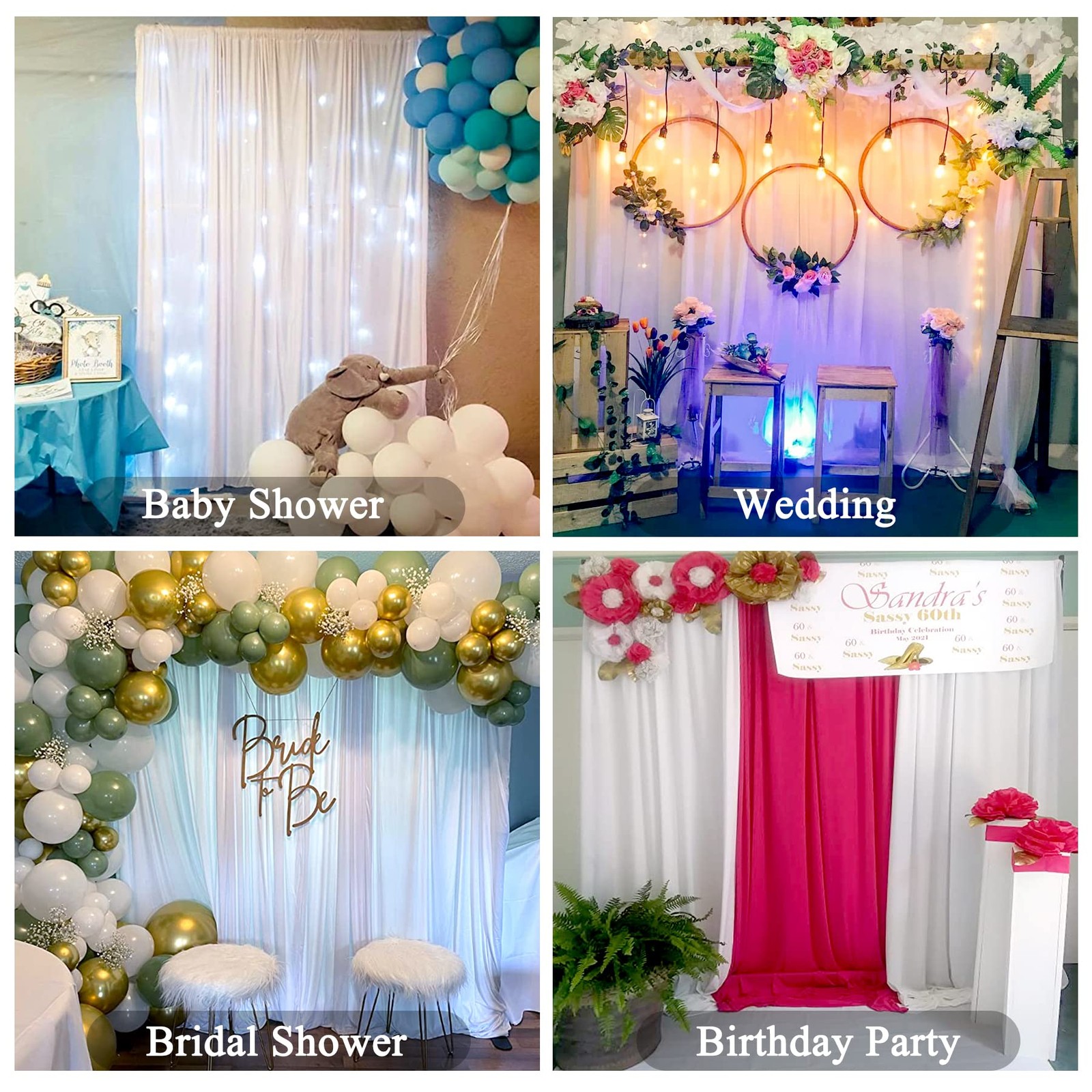 10ft x 7ft White Backdrop Curtain for Parties Wedding White Free Backdrop Dra…