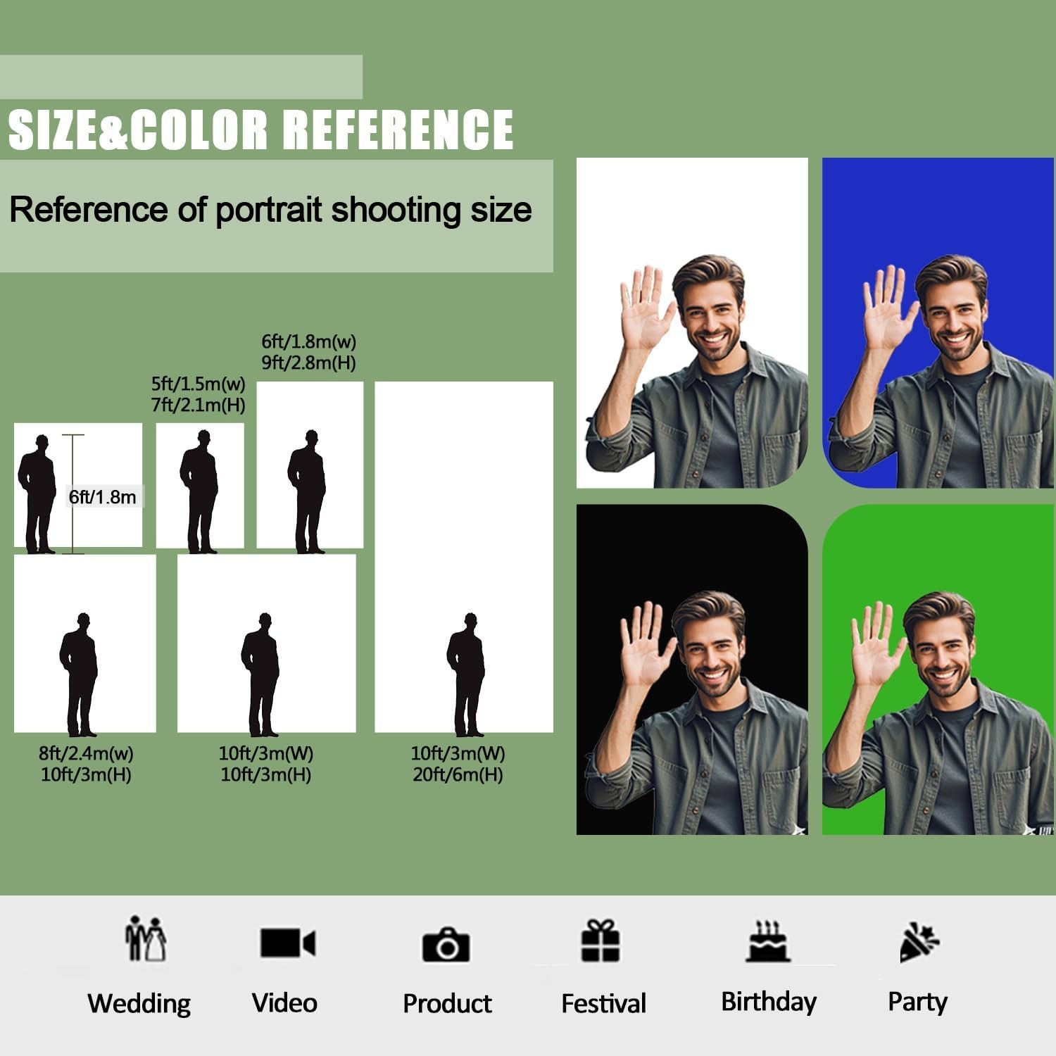 Green Screen Photo Backdrop for Photoshoot Green Background for Video 8×10 FT