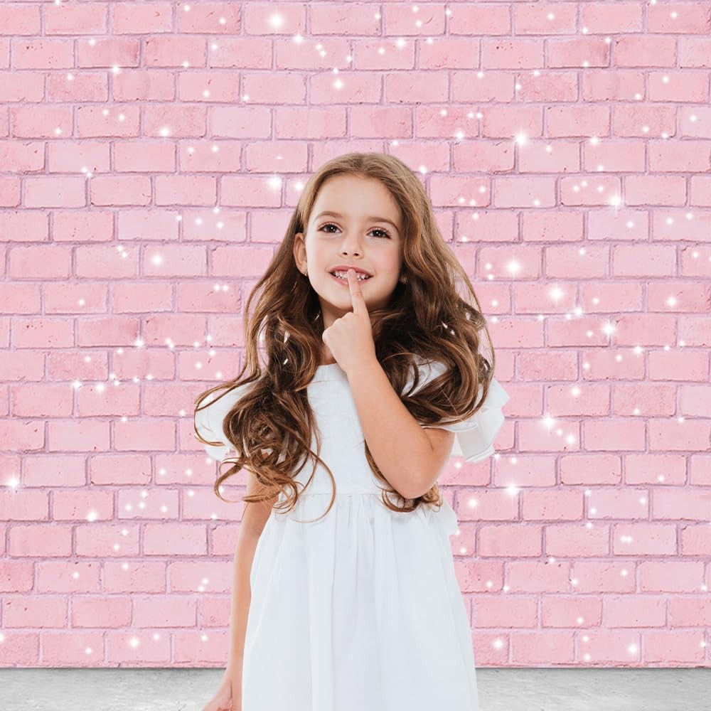 Pink Brick Wall Photography Backdrop 7x5ft Girls Birthday Party Portrait
