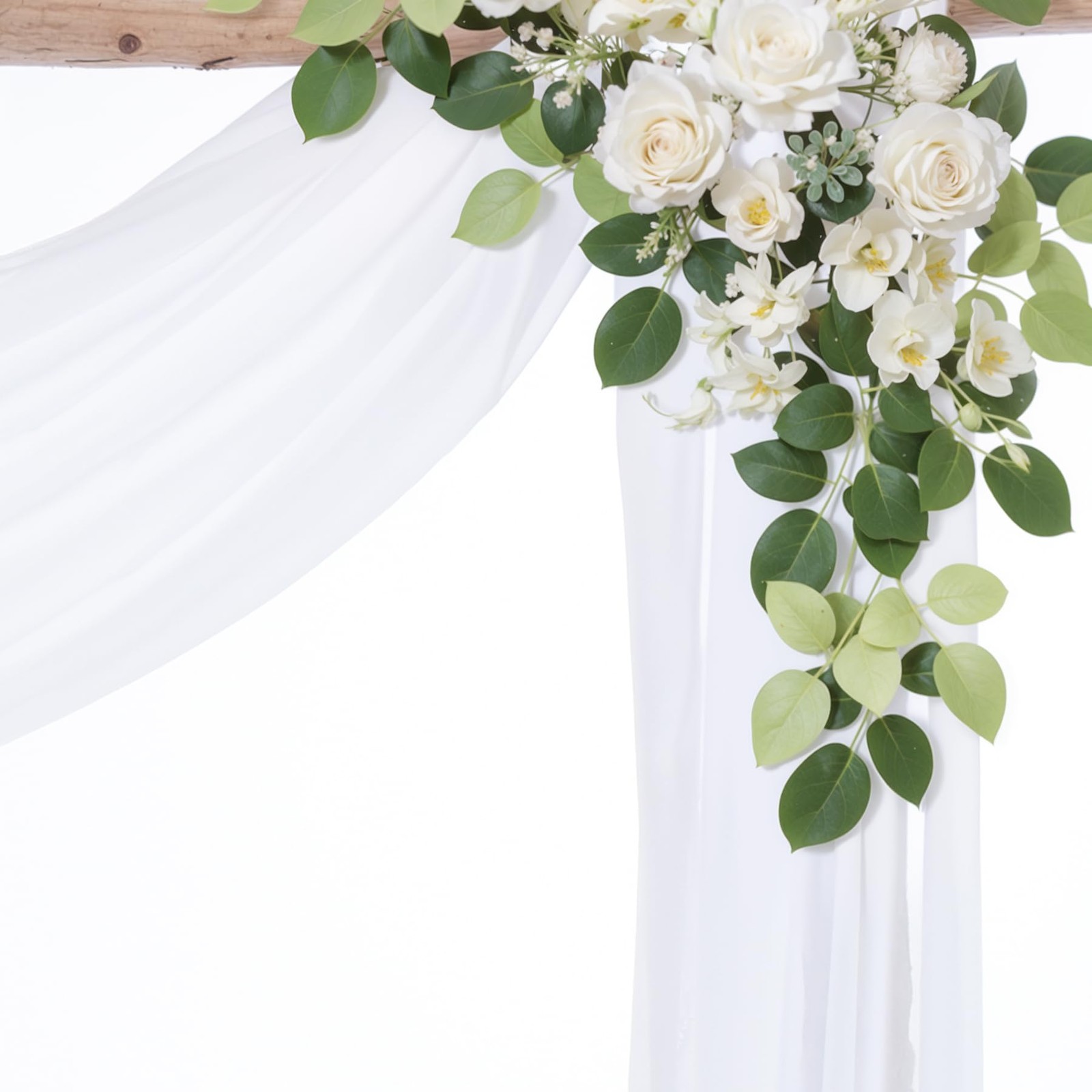 Wedding Arch Draping Fabric, 2 Panels 18FT White Sheer Backdrop Curtain Chiff…