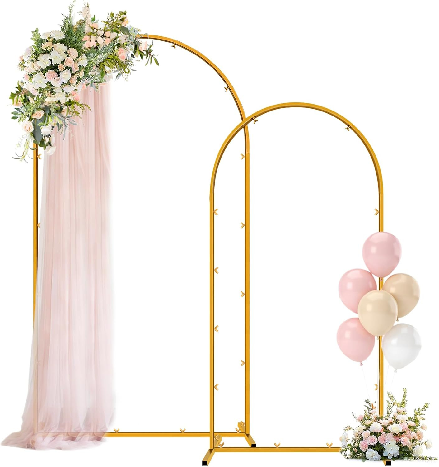 Metal Arch Backdrop Stand, 7.2FT+6FT Wedding Arches Frame, Gold Wedding Arch Bac