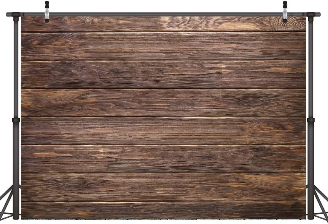 LYWYGG 10x8ft Thin Vinyl Brown Wood Backdrop Photographers Retro Wood Wall Backg