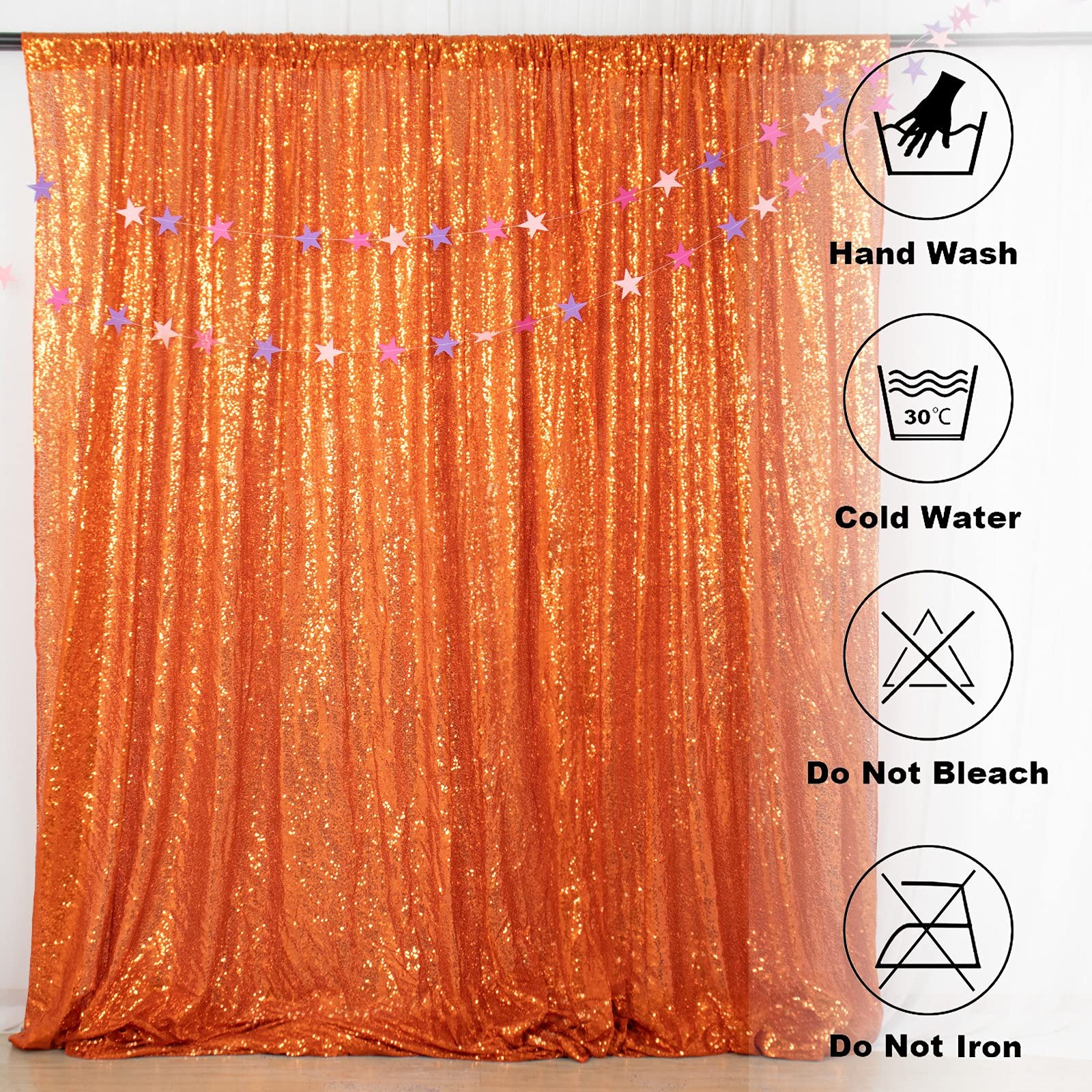 ShinyBeauty Photobooth Backdrop 4FTx7FT Orange Sequin 4FTX7FT,