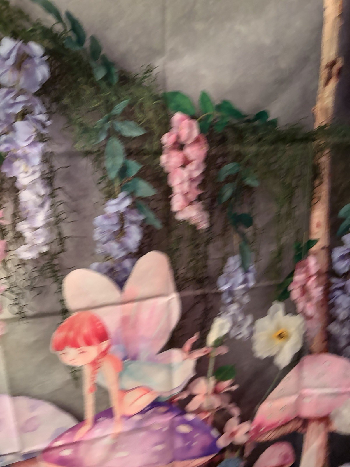 Fairy Mushroom Backdrop Enchanted Garden Photo Background Pink Purple 7 Ft X 5