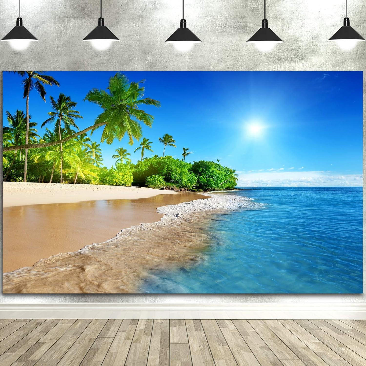 Tropical Seaside Backdrop 5X3Ft Summer Beach Hawaii Island Palm Trees Photograp