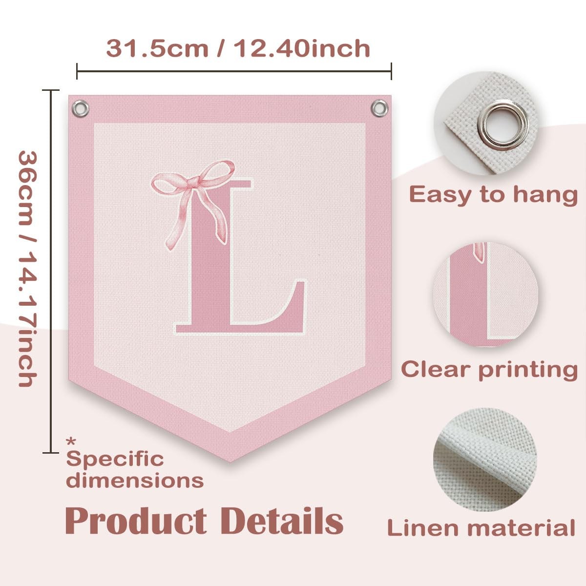 Initial Personalized Preppy Banner, Baby Shower Decor Girl Nursery Decor, Coq…