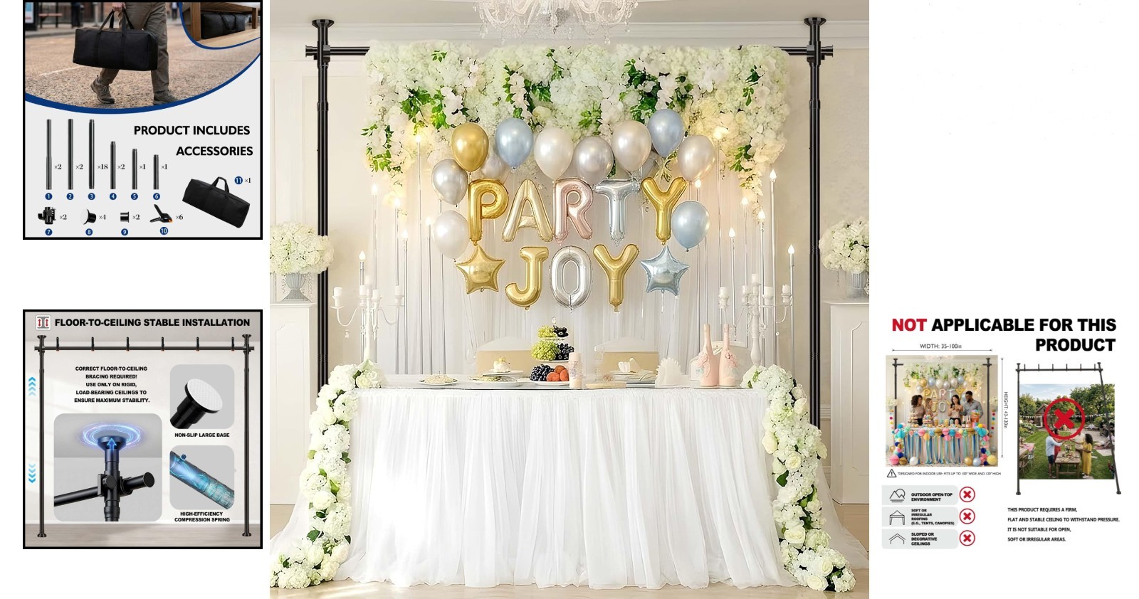 Heavy Duty Photography Backdrop Stand 35-100W 43-120H Adjustable Black