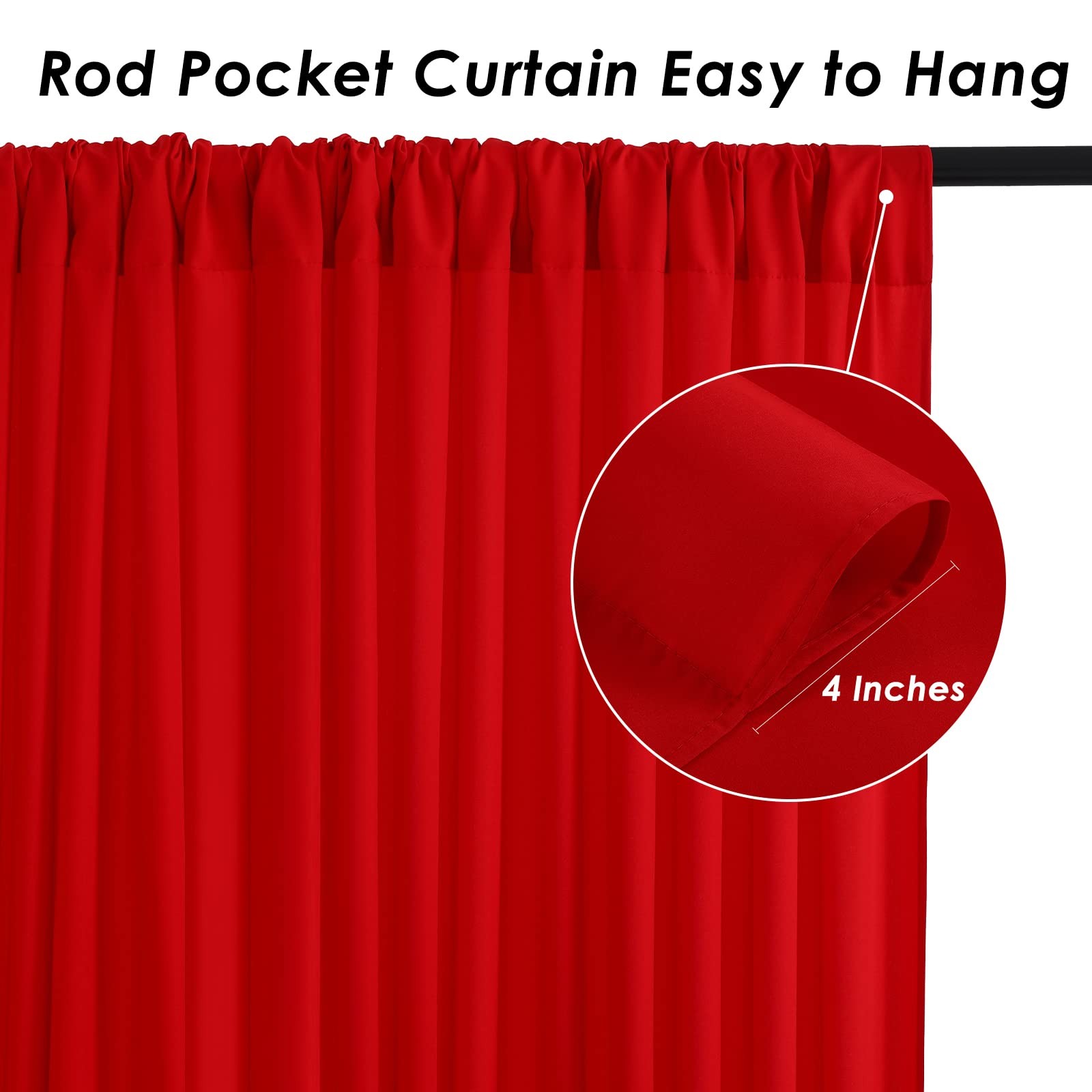 Red Backdrop Curtains Polyester Photo Backdrop Drapes Wedding 5x10ft 2 Panels
