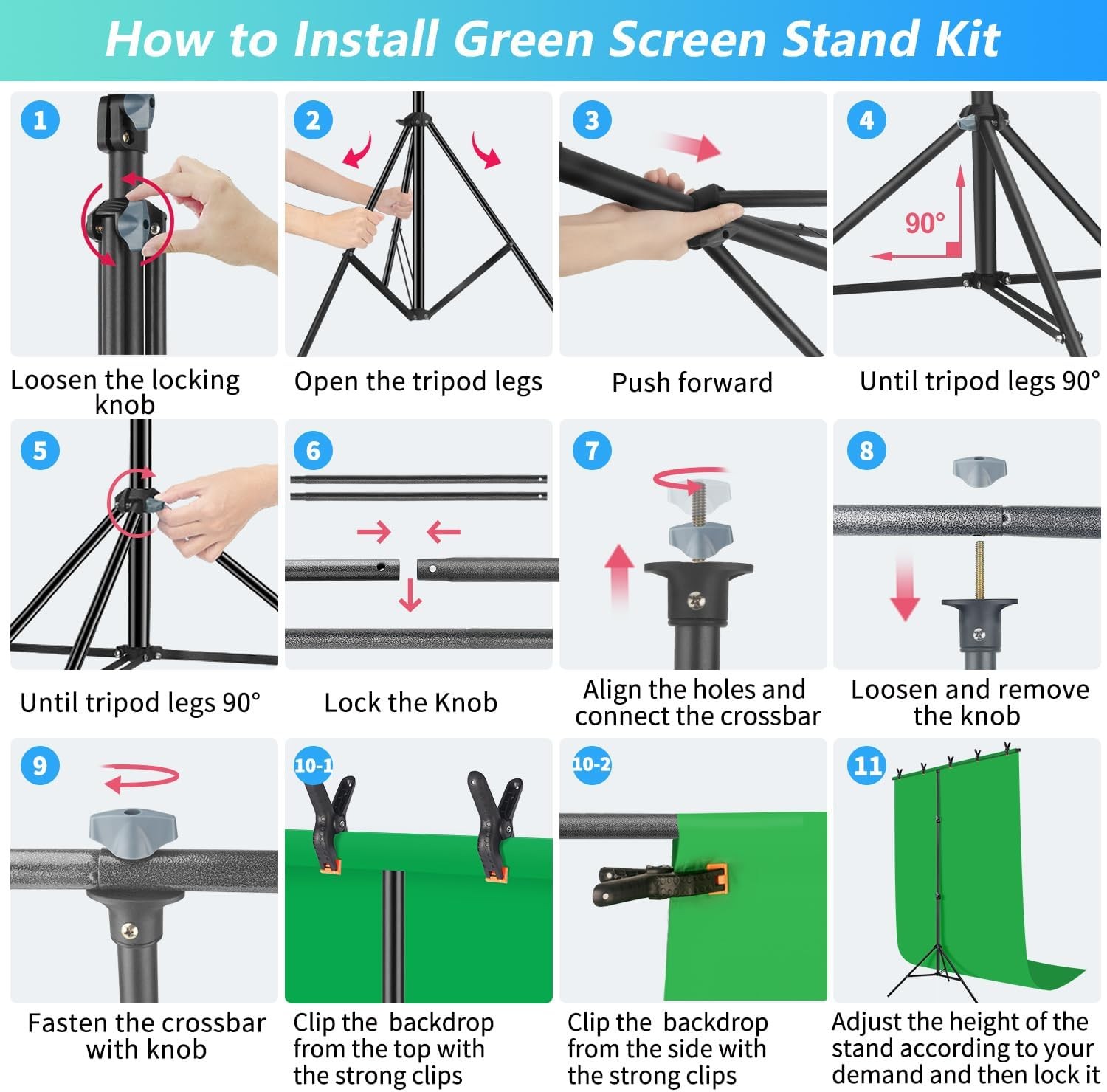 Green Screen Backdrop Kit with Stand, 5X6.5ft Portable 5 x 6.5 Ft,