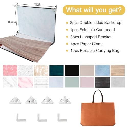 Product Photography Backdrops, 8PCS 16Patterns Small Photo Backdrop Board, ugc