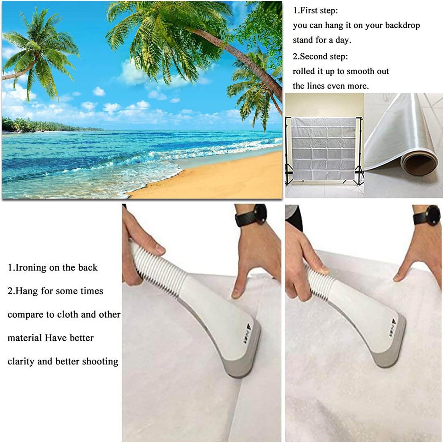 Summer Tropical Hawaii Palm Tree or Beach Photography Backdrops 7X5FT Blue Sea S