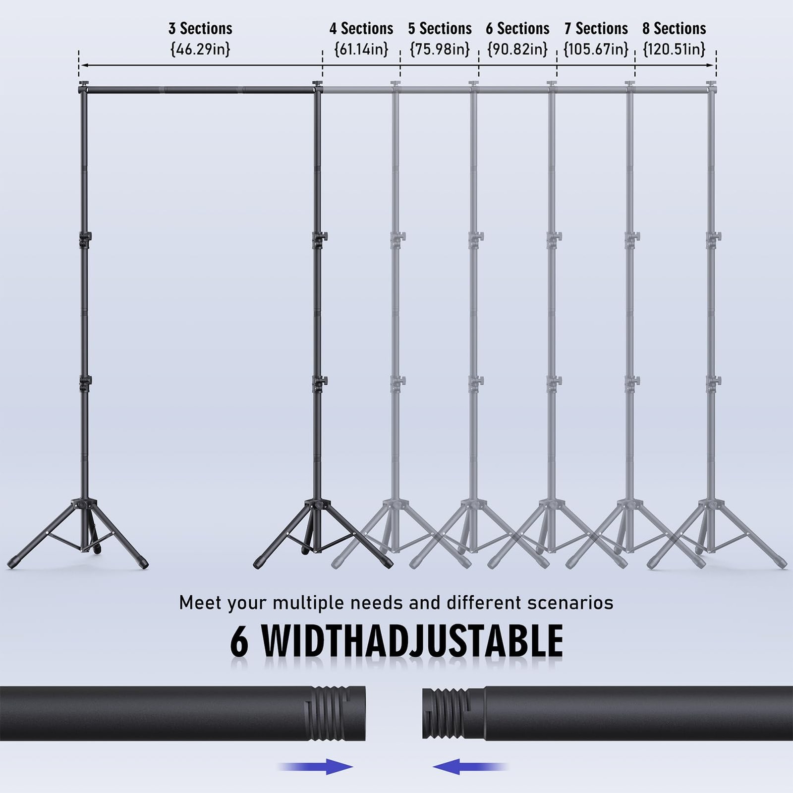 Backdrop Stand Kit 10×7.5ft Adjustable Background Stand Party Photography