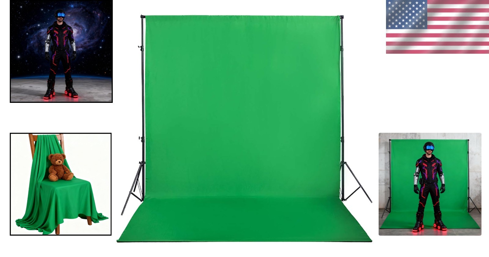 Portable Green Muslin Backdrop 5x7ft – Easy Setup for Photography & Videos