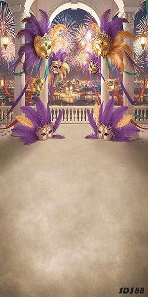 10’x20’CPMardi Grad Mask Party Scene Microfiber Fabric background backdrop SD388