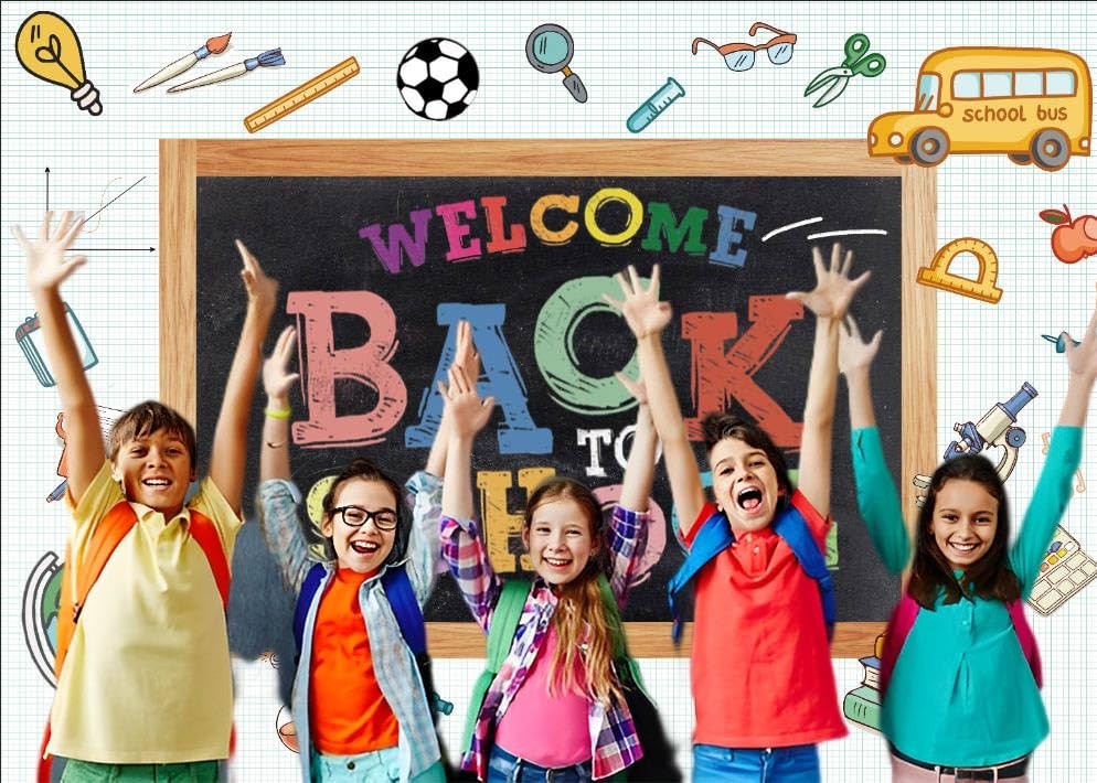 Welcome Back To School Backdrop First Day Kids Teacher Blackboard Photo 7×5 ft