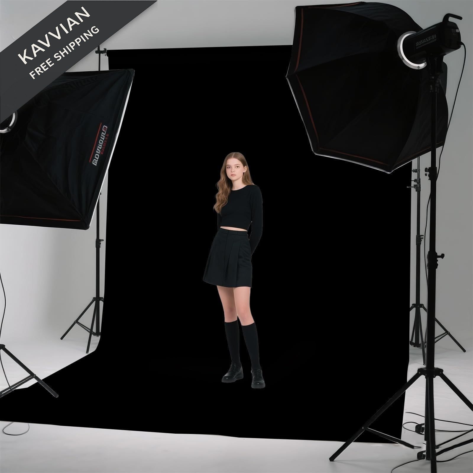 LYLYCTY Black Photo Backdrop for Photoshoot, Background 8X10 FT,