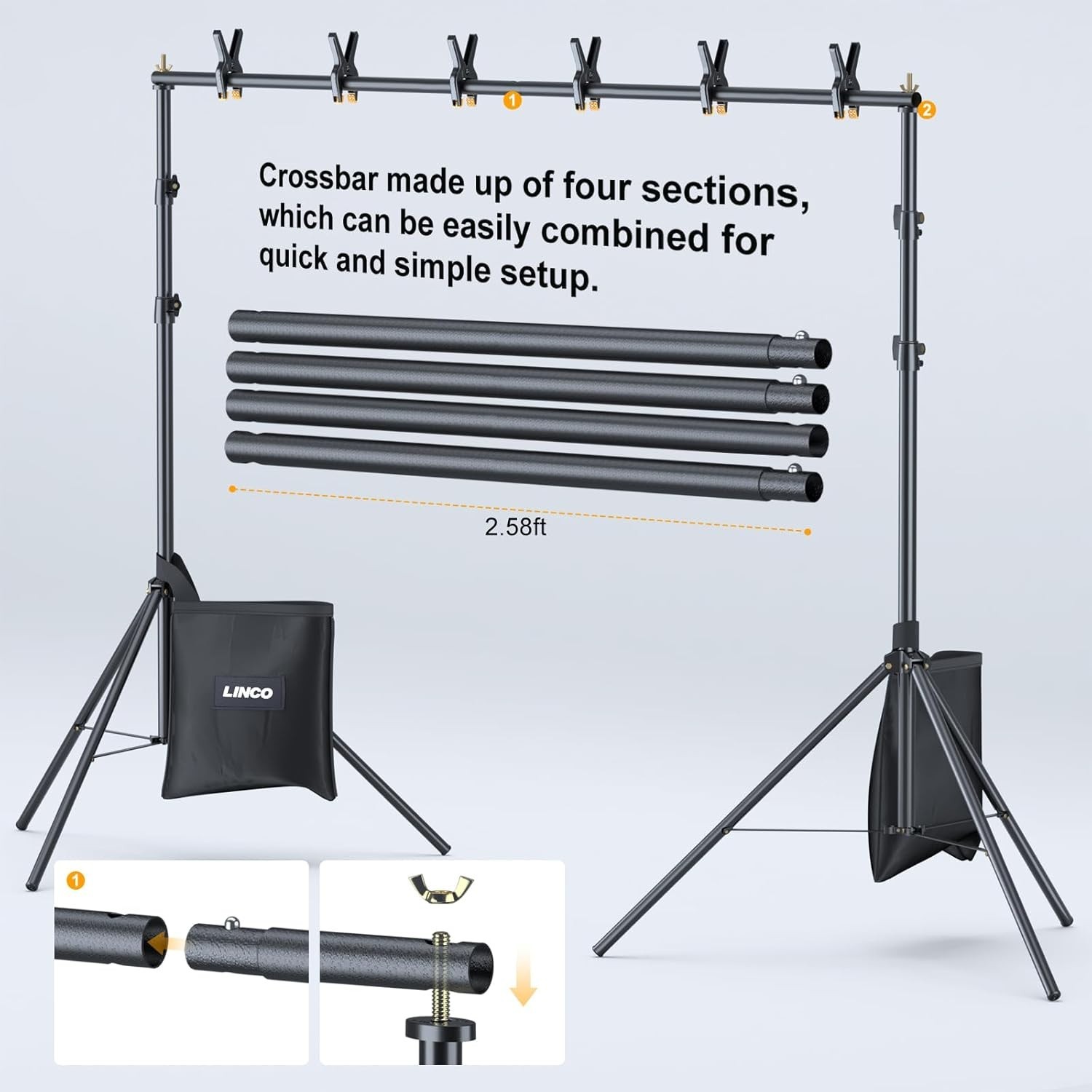 Backdrop Stand for Parties Kit 10X7 Ft Adjustable Back Drop Photography Studio P