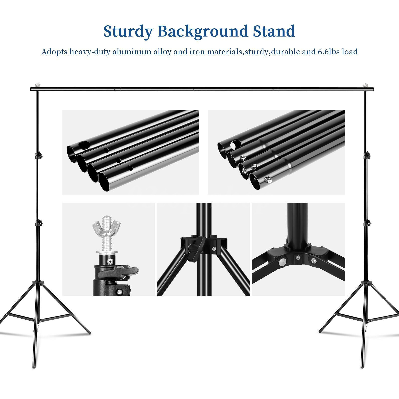 10Ft Heavy Duty Adjustable Photography Background Support Stand Kit w/Sand Bags