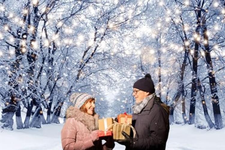 Winter Backdrop Wonderland White Snowy Forest Glitter Trees for 7x5ft