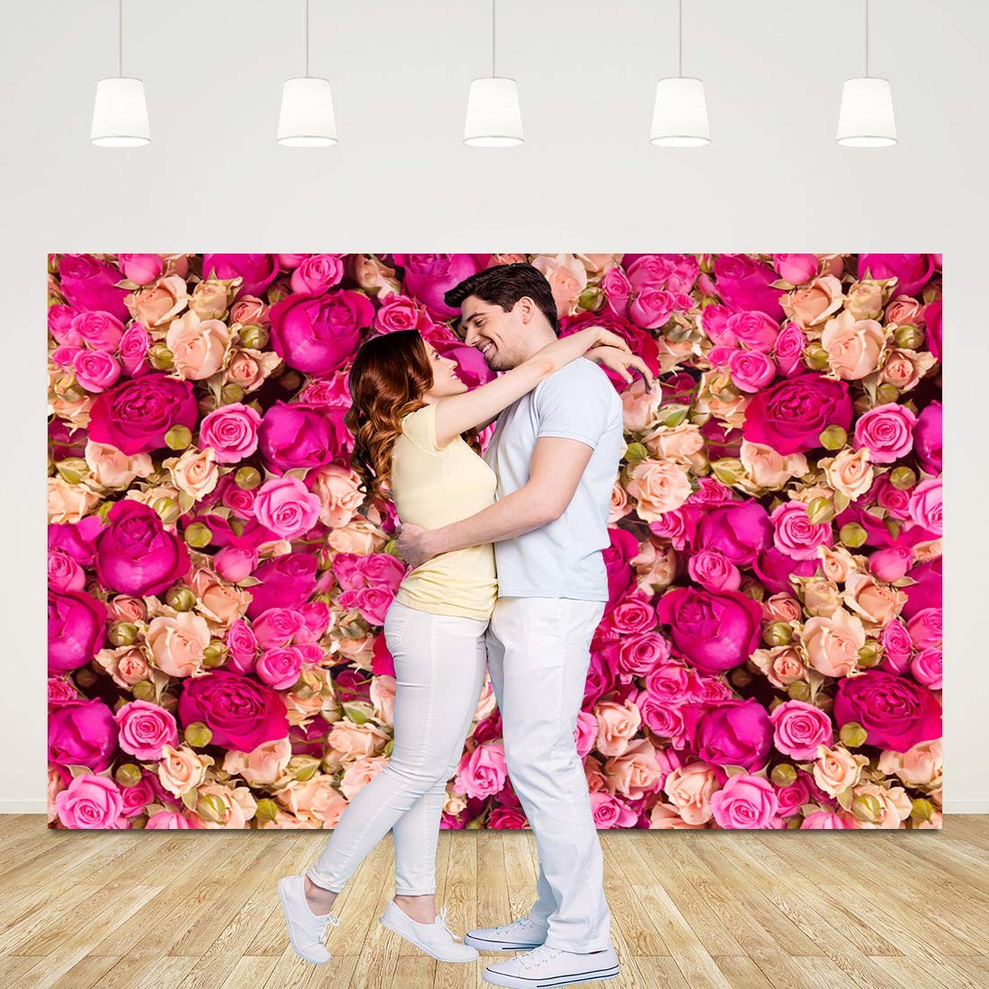 Rose Flowers Photography Backdrop Background Baby Shower Wedding Happy Birthday