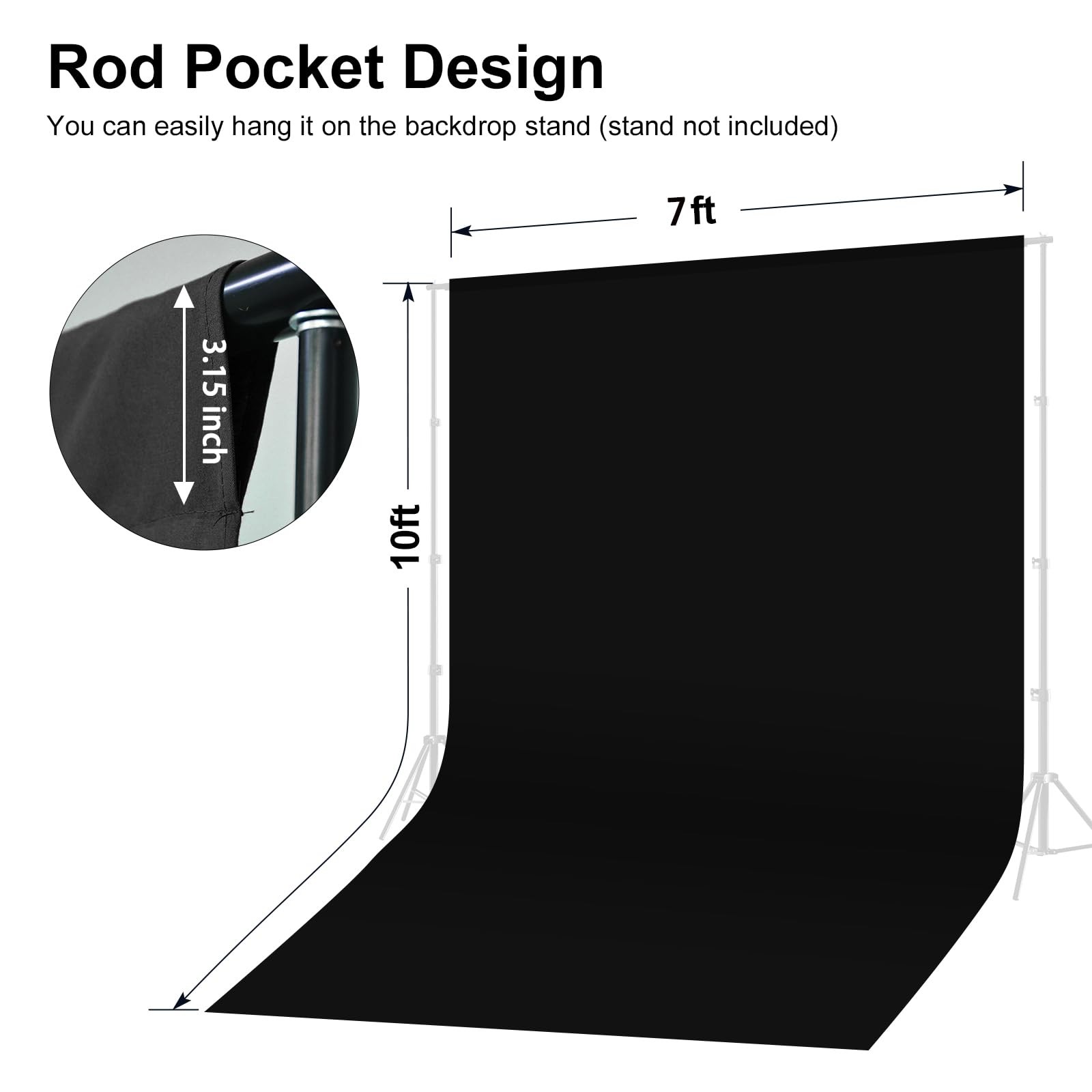 Black Backdrop for Photoshoot 7 X 10 FT, Large Photography Photo Backdrop Bac…