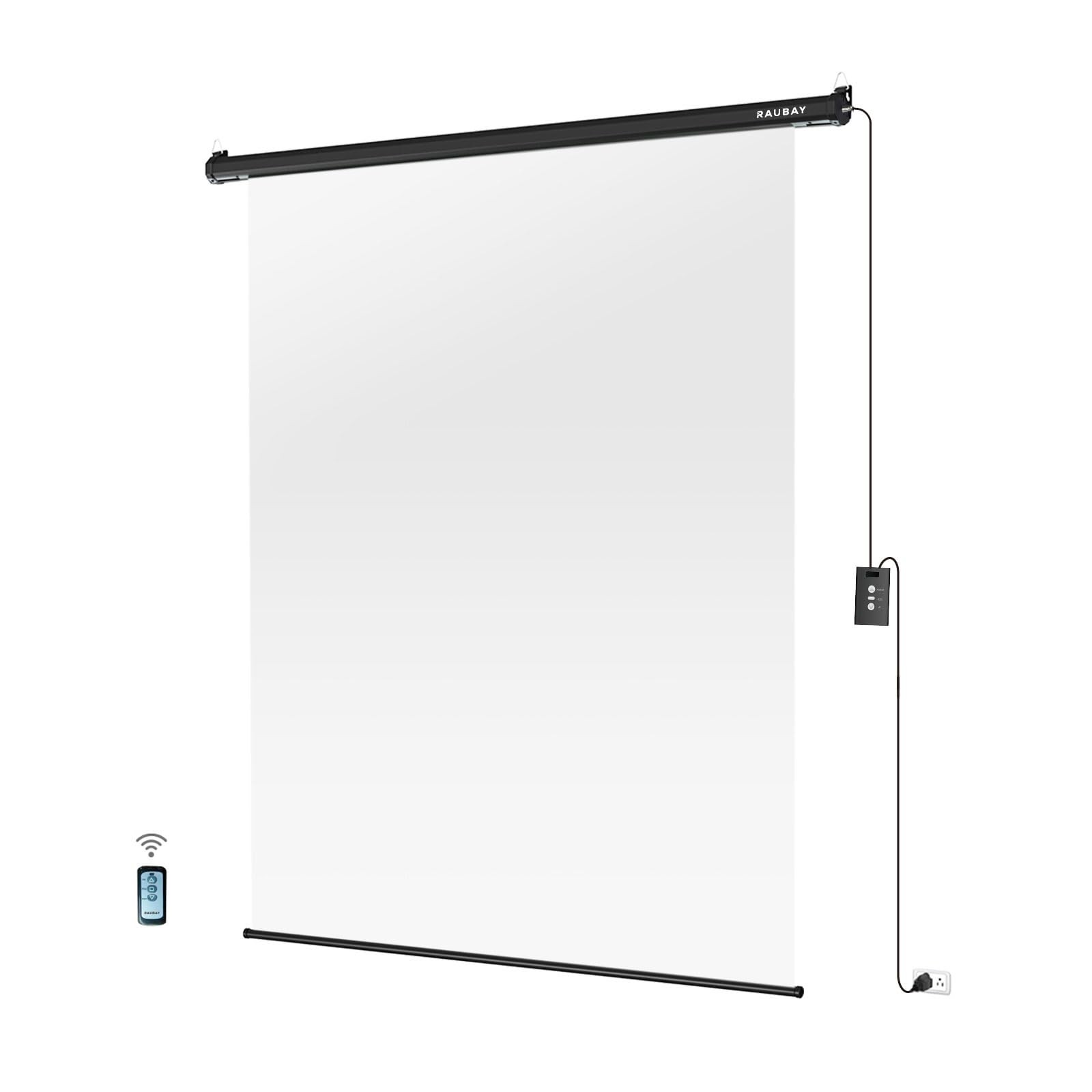 RAUBAY Motorized Pull Down White Screen Standard(59.8 x 86.6in),