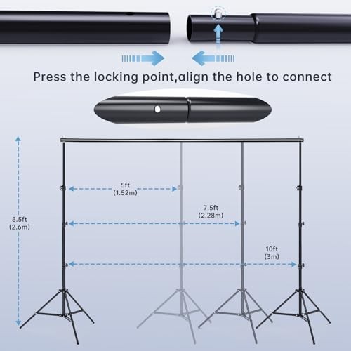 8.5 x 10 FT Photo Backdrop Stand Kit, Adjustable Background Holder Support