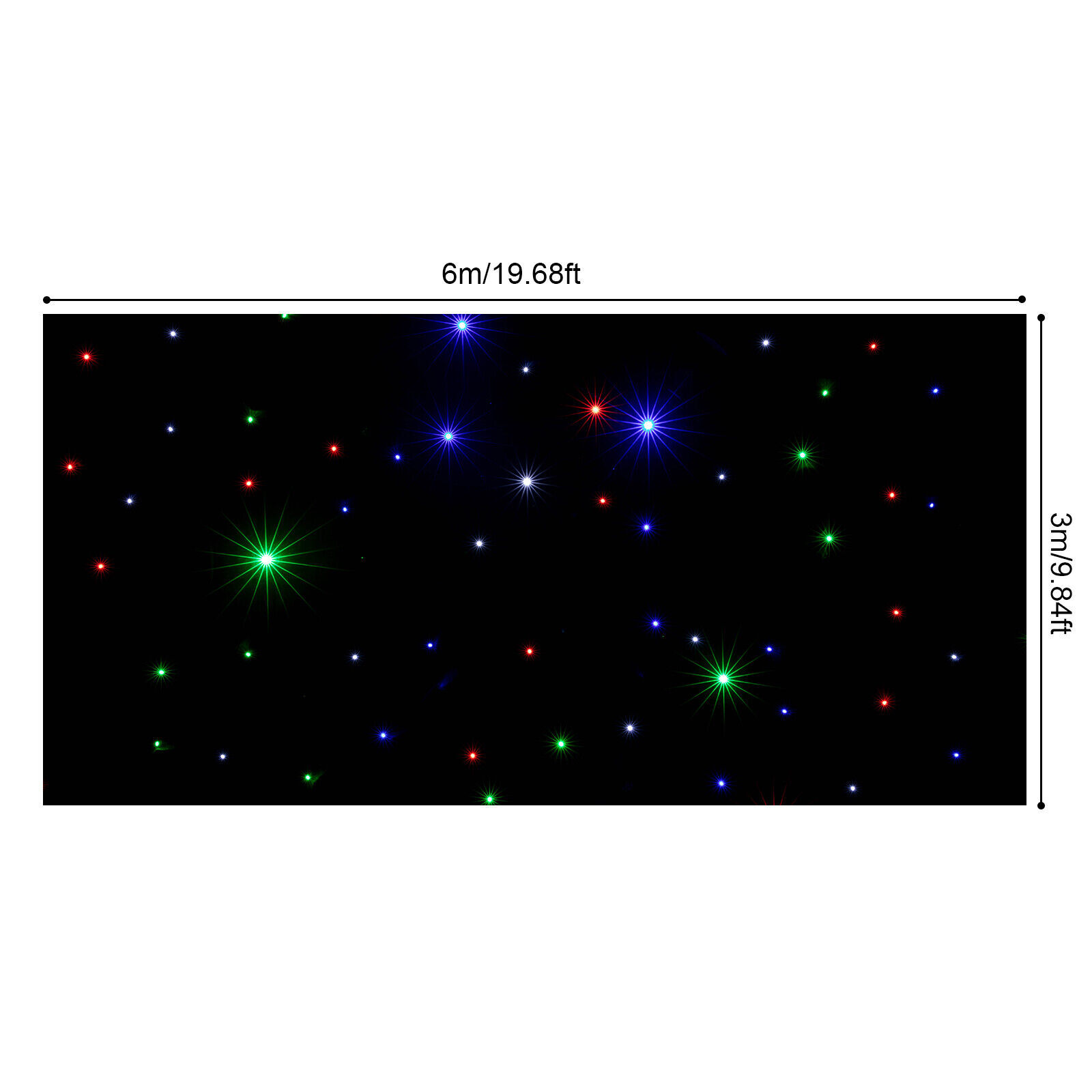 20FT*10FT LED Stage Star Backdrop Wedding Party Xmas Curtain Velvet Material NEW