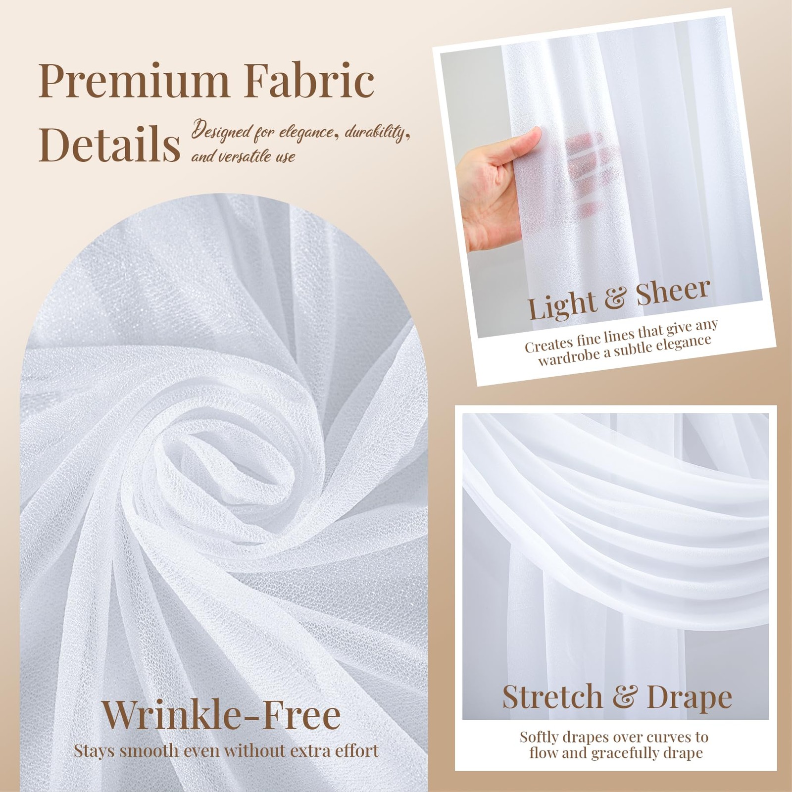 White Wedding Arch Draping Fabric, 2 Packs 29″ X 20FT Sheer Fabric Arch Drapery