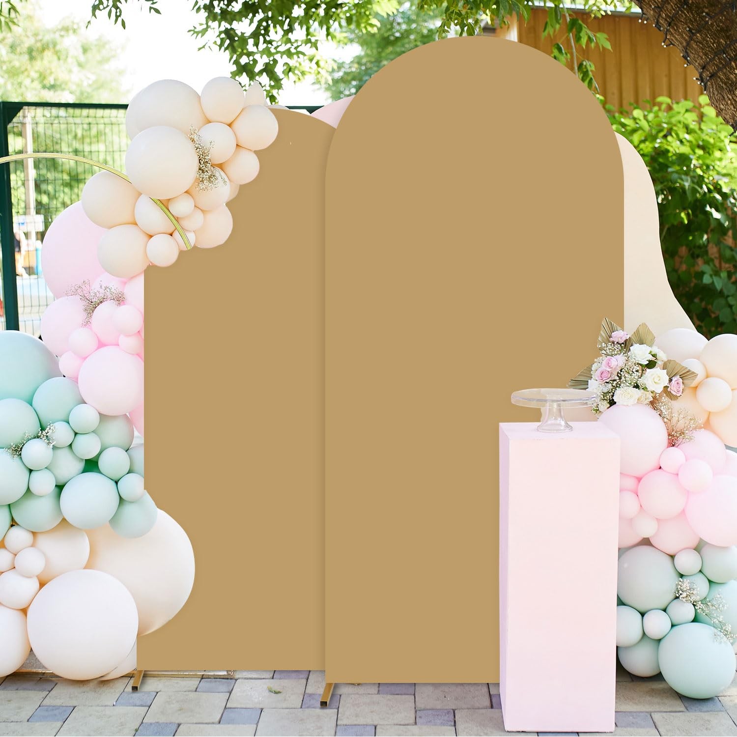 Brown Backdrop Covers Arch Spandex Fitted Arch Cover 7.2FT & 6FT Round Top Ar…